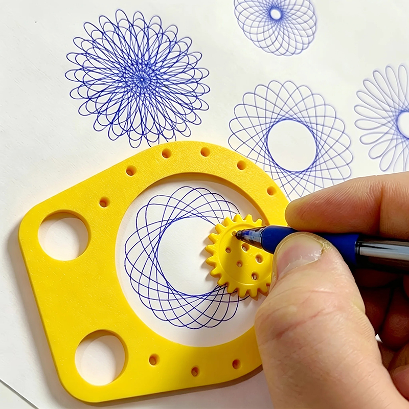 Kids Education Template - Set Stensil Gambar Geometri Spirograph, Templat