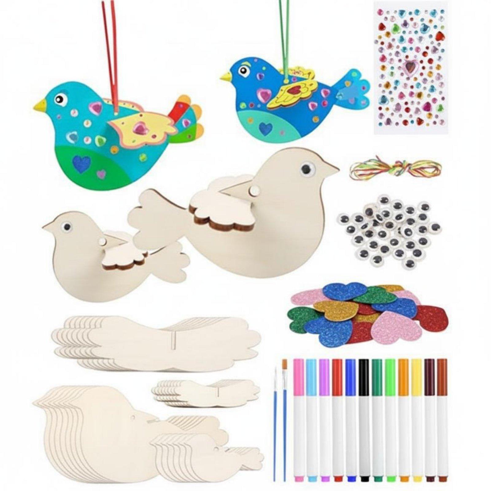 Kids Education Fun - Kit Kerajinan DIY Ornamen Burung Kayu
