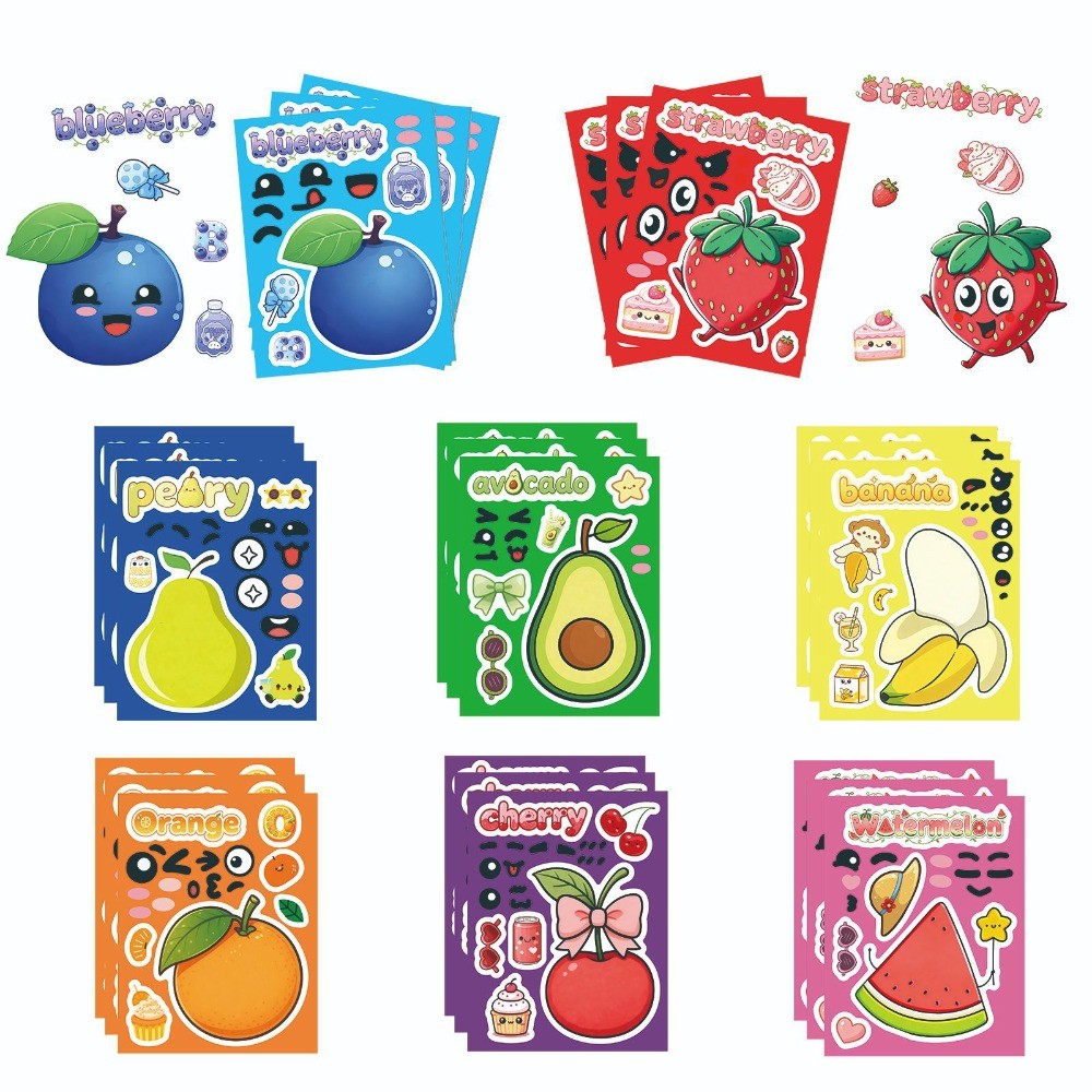 Kids Education Store - 8 Lembar Stiker Buah Kartun Lucu