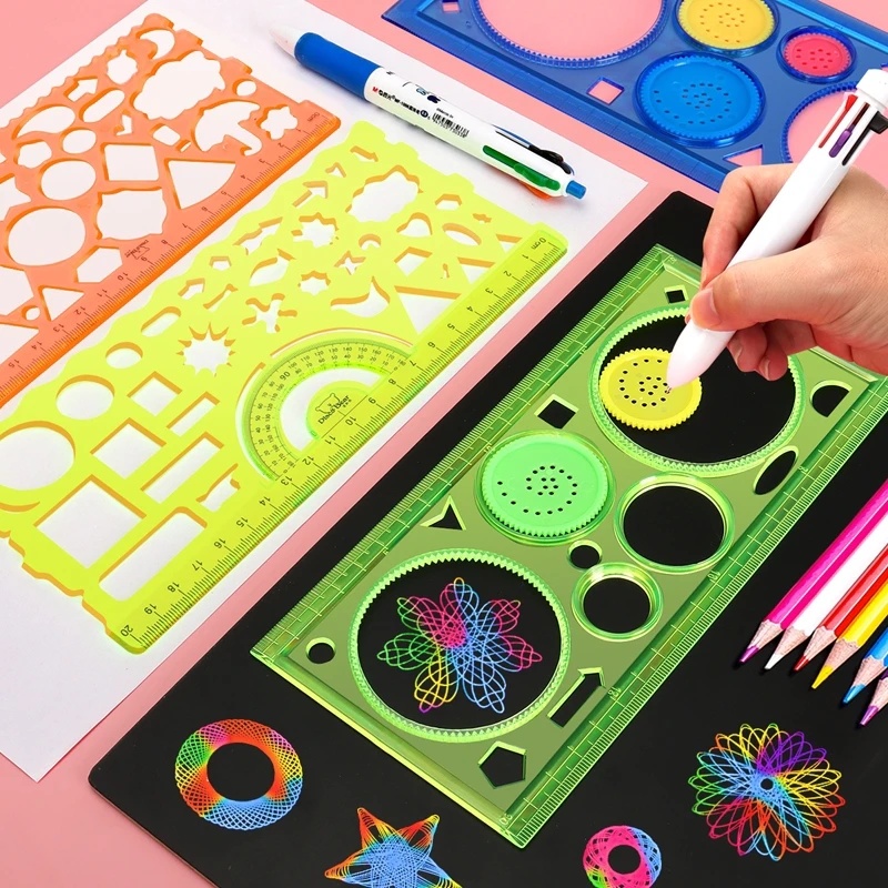 Set Stensil Gambar Spirograf G - Kids Education Template ulasan dan harga