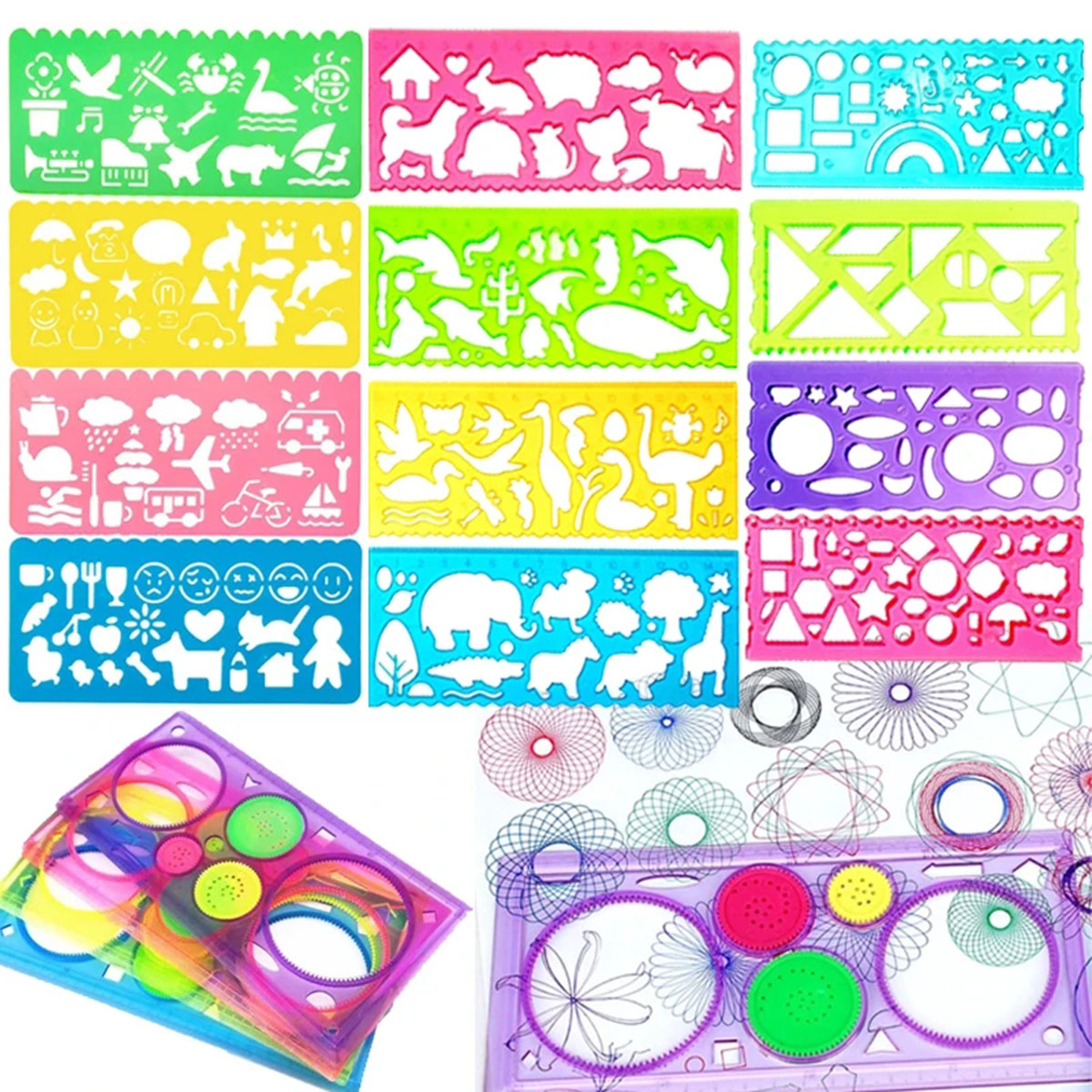 Set Stensil Gambar Spirograf G - Kids Education Template ulasan dan harga