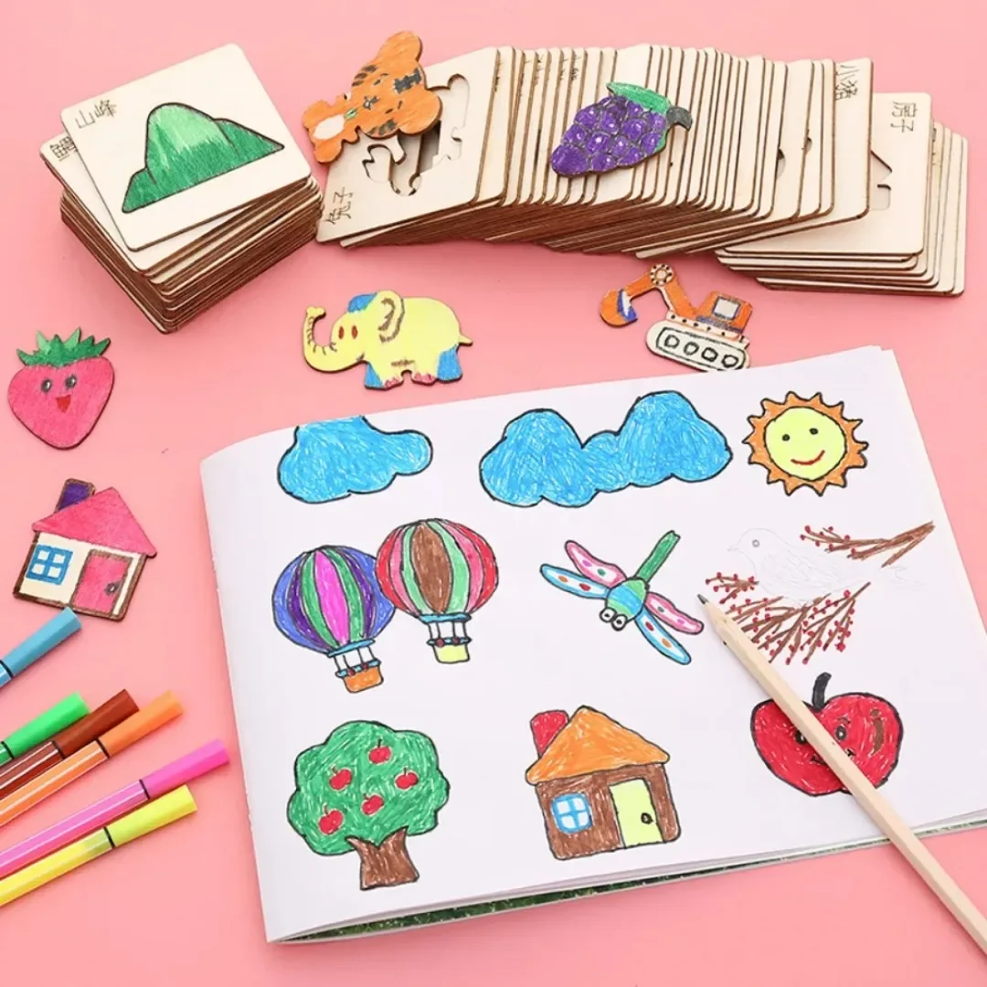 20 Buah Stensil Gambar Kayu Mo - Kids Education Template ulasan dan harga