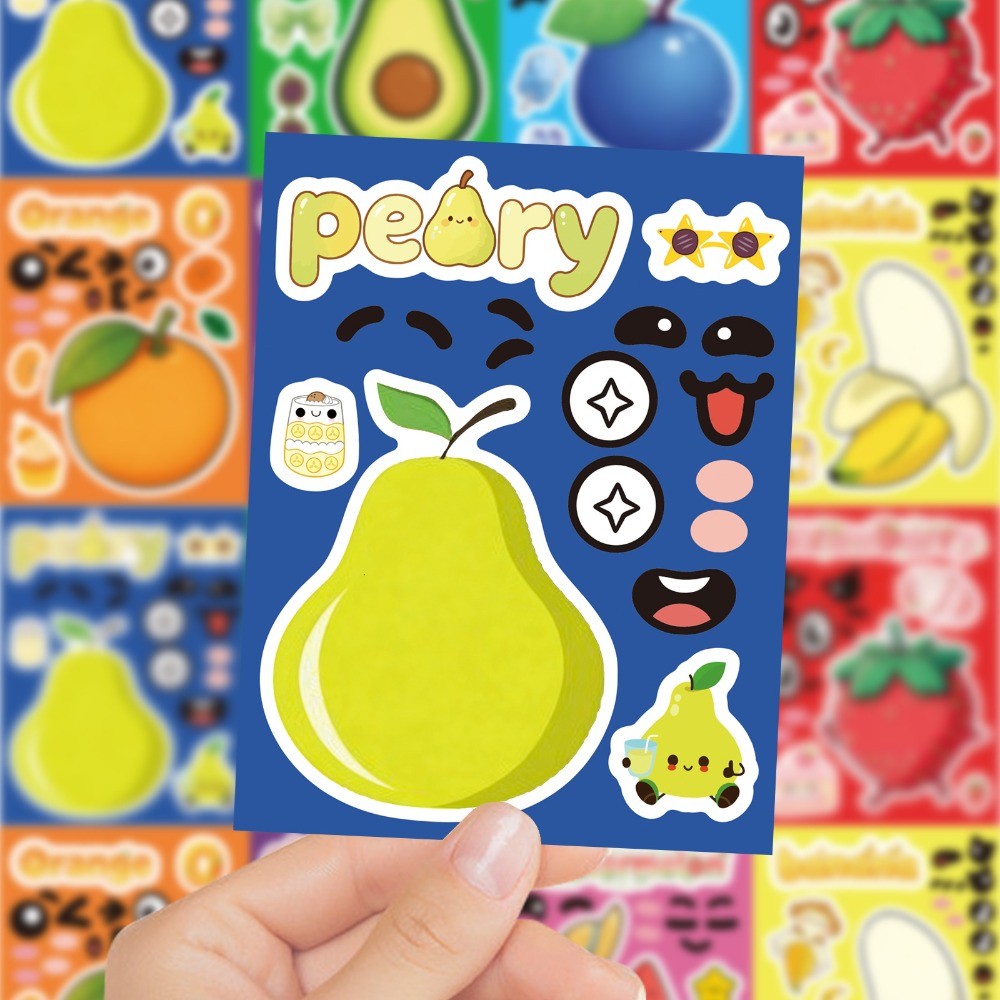 8 Lembar Stiker Buah Kartun Lu - Kids Education Store ulasan dan harga