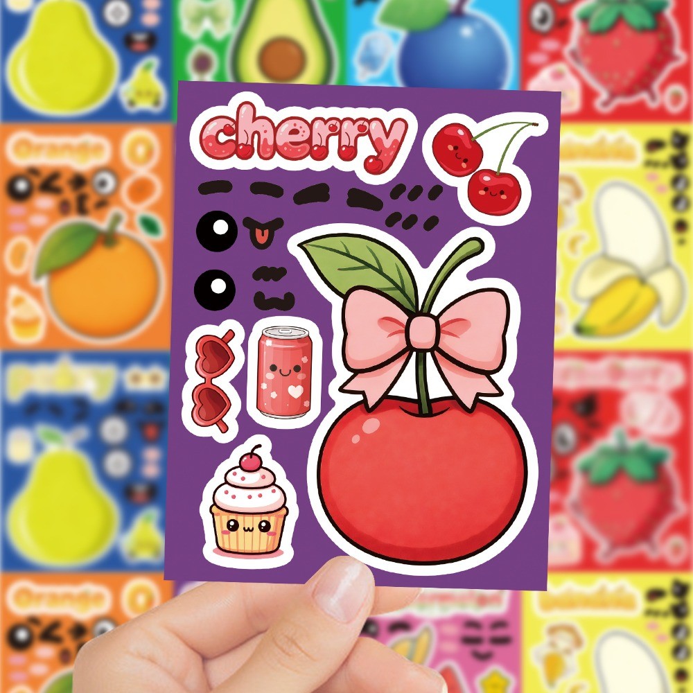 8 Lembar Stiker Buah Kartun Lu - Kids Education Store ulasan dan harga